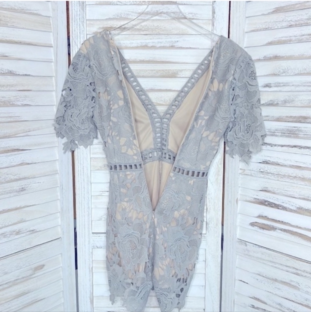 ASTR the Label Lace Romper Small Gray LNC - Picture 6 of 11